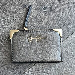 Jessica Simpson Metallic Gray Cardholder with Gold Corners